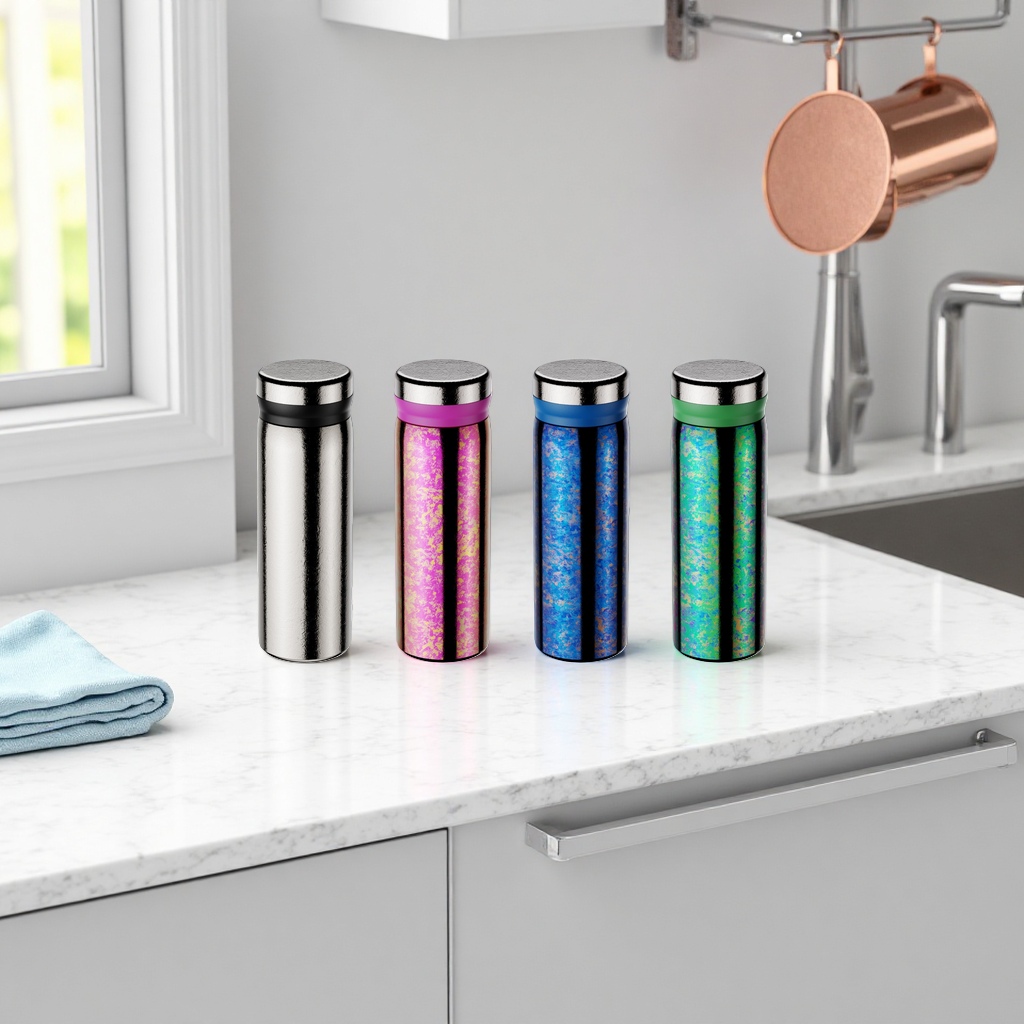 Metallic texture, colorful pure titanium insulated cup with lid design titanium cup details Picture