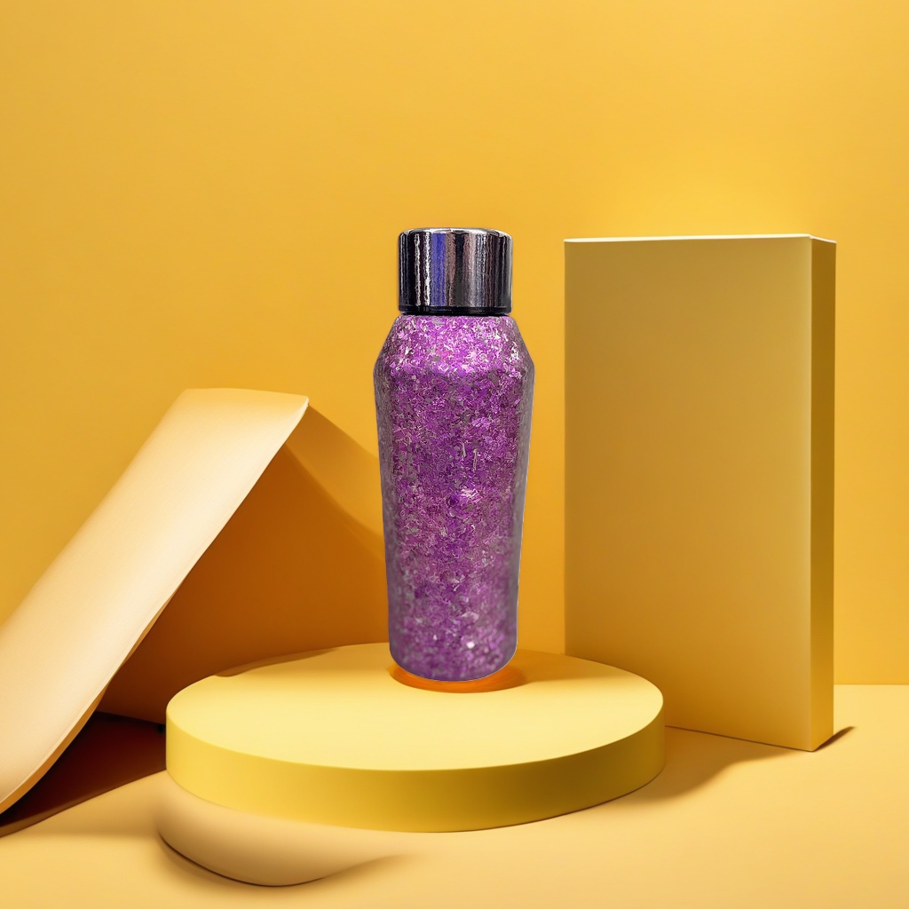 A portable and fashionable water bottle with a color metallic texture and a leak-proof main body