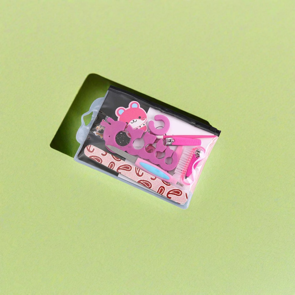 Cute cartoon pattern nail care set, nail tool set including file board, scissors and nail trimmer Specification image