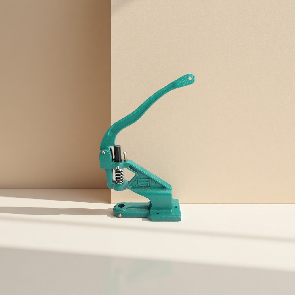 Green manual press with metal structure lever spring device for pressing and stamping operation Specification image