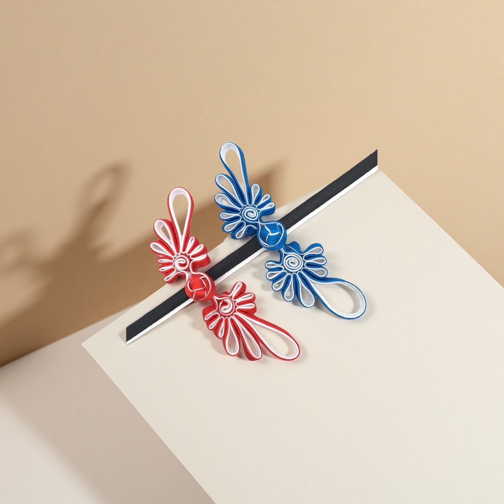 Red, white and blue Chinese knot pendant woven decorative item, New Year mascot details Picture