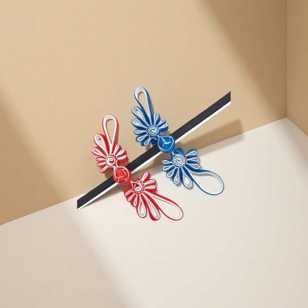 Red, white and blue Chinese knot pendant woven decorative item, New Year mascot Specification image