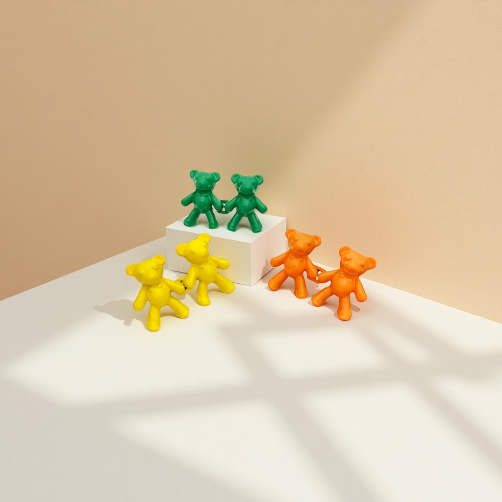 Colorful little bear toy cute cartoon children educational doll plush doll details Picture