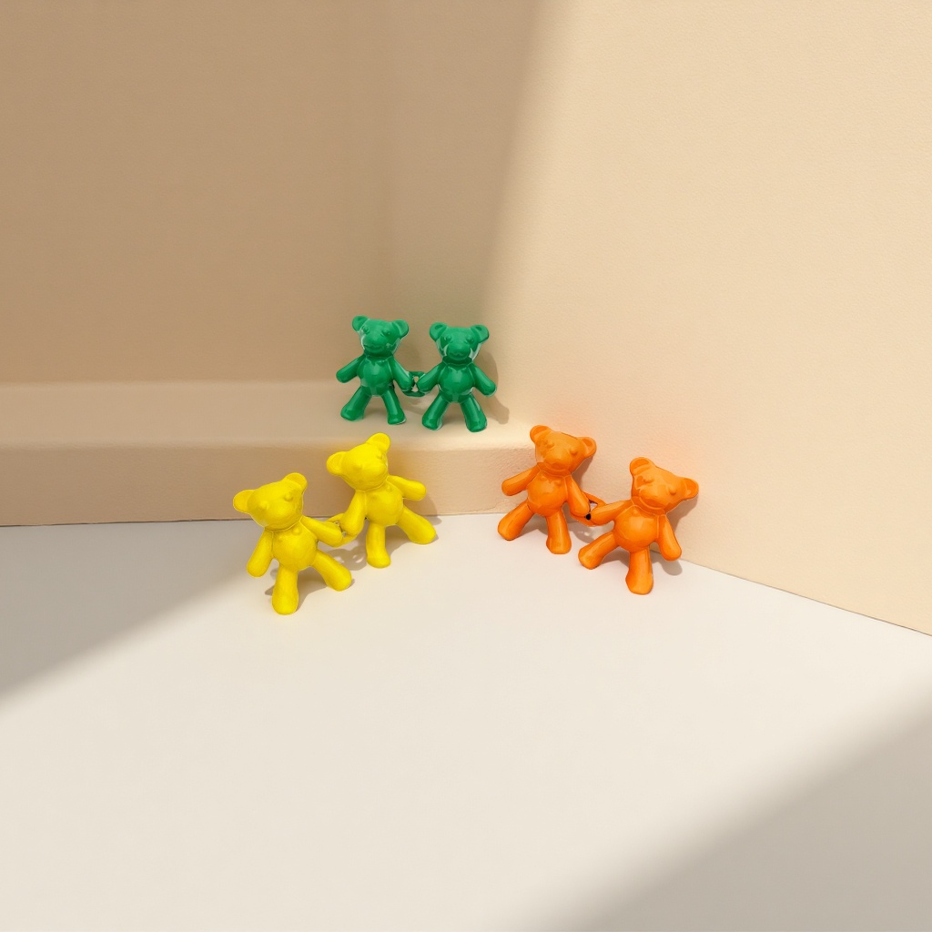 Colorful little bear toy cute cartoon children educational doll plush doll Specification image