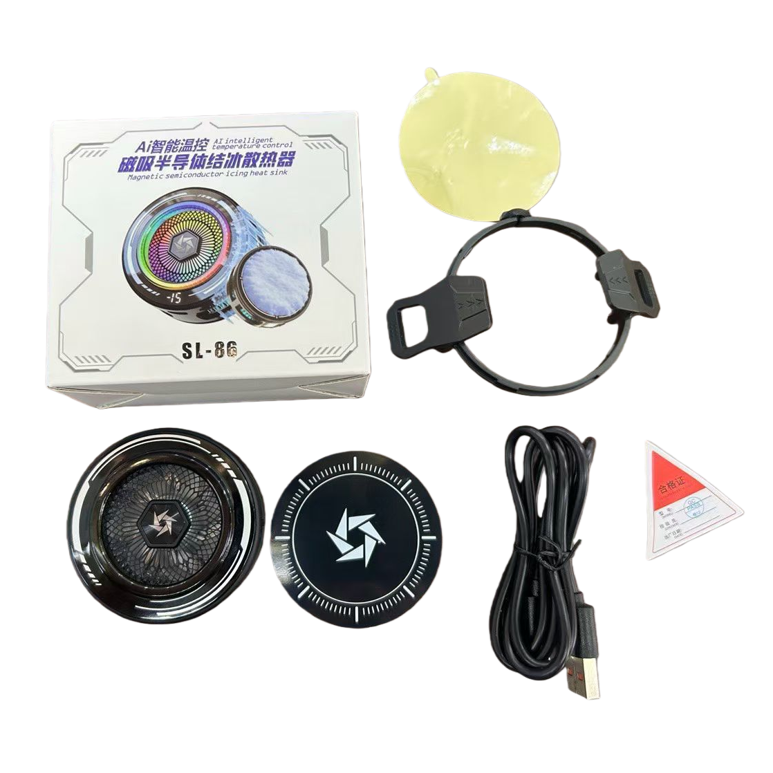 AI智能温控磁吸半导体结冰散热器散热器套装白底实物图