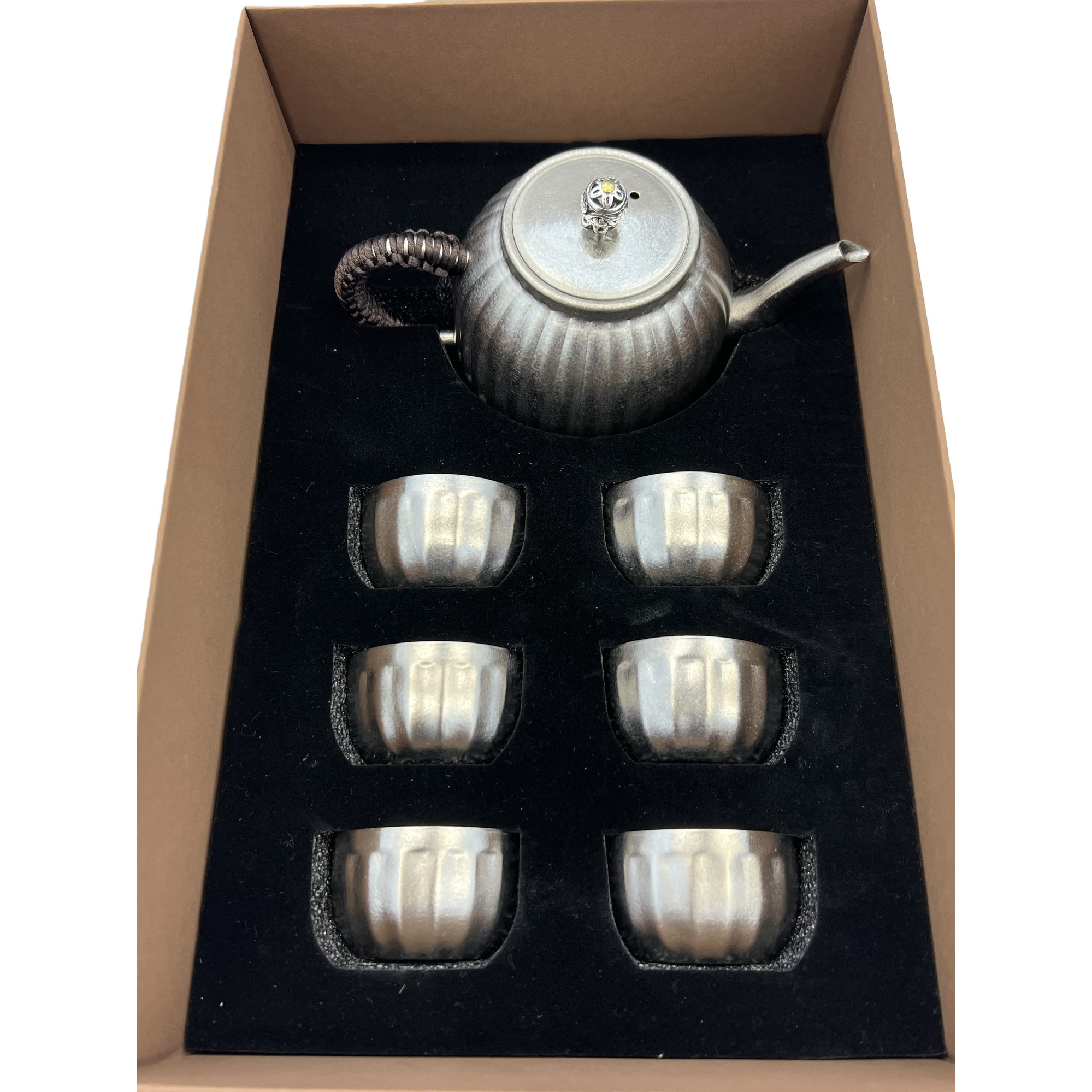 Pure titanium tea set, teapot, six cups, home gift set, Jingdezhen ceramic high-end tea set details Picture