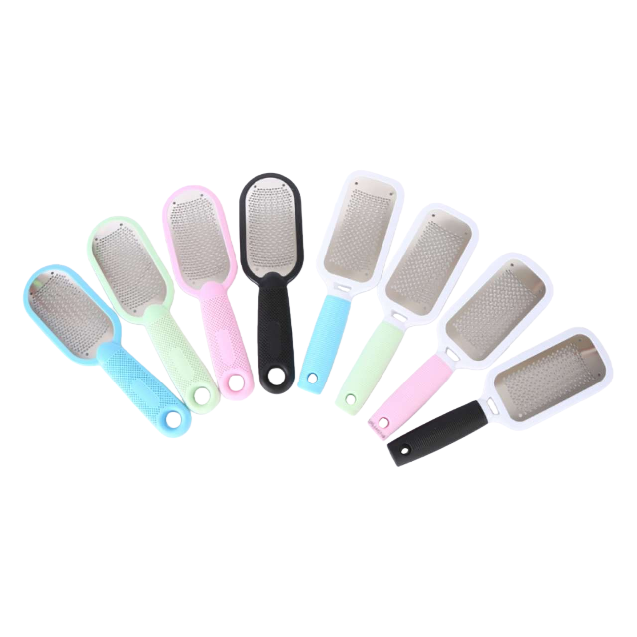 A variety of colors are available. Stainless steel texture, dead leather foot board, file, foot stone, foot rubbing board, calluses, pedicure tool brush Item Picture