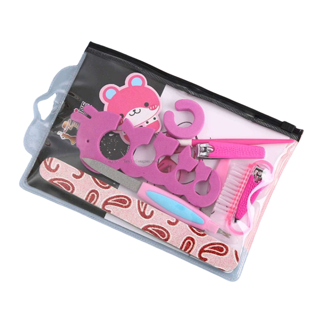 Cute cartoon pattern nail care set, nail tool set including file board, scissors and nail trimmer Item Picture