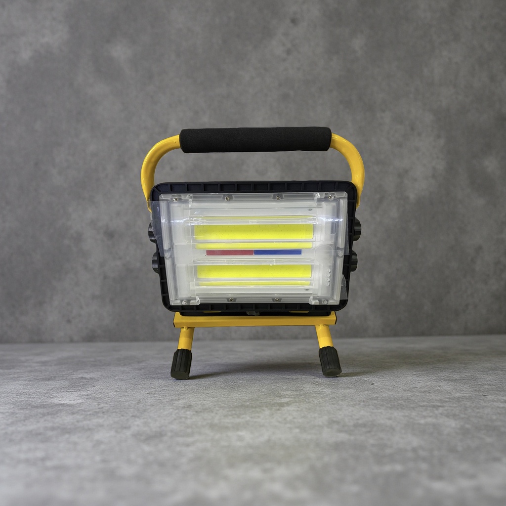The yellow portable LED work light provides strong illumination for portable outdoor operations details Picture