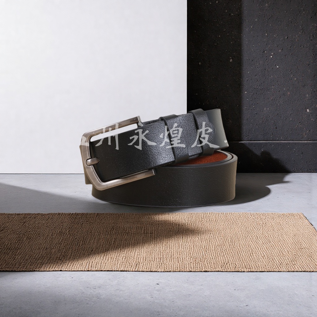 Black leather belt men's genuine leather belt simple business casual men's genuine product