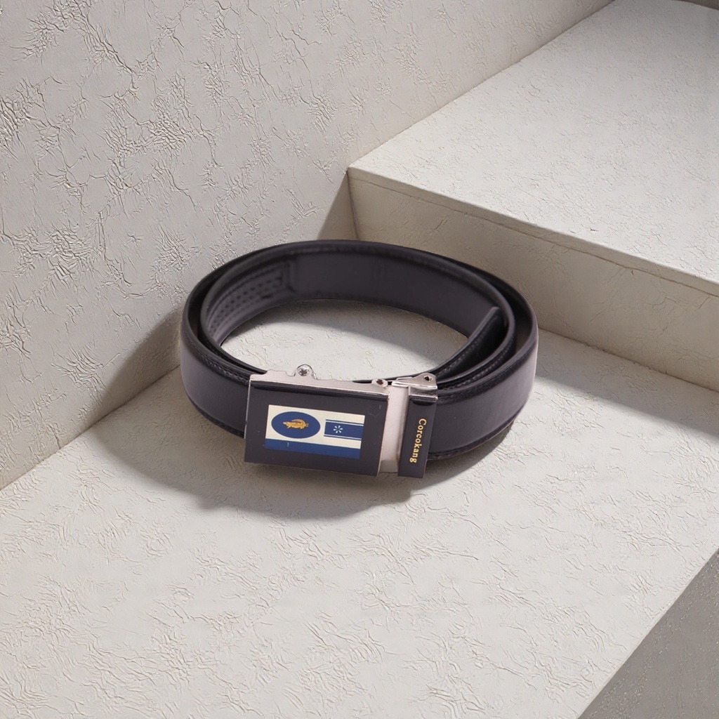 Black leather men's belt, simple business casual men's widened real belt Specification image