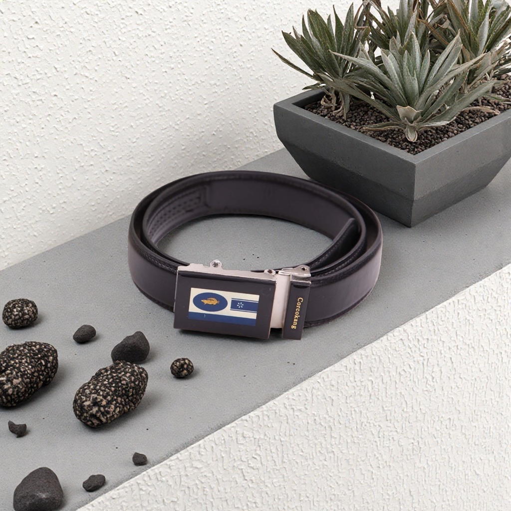 Black leather men's belt, simple business casual men's widened real belt