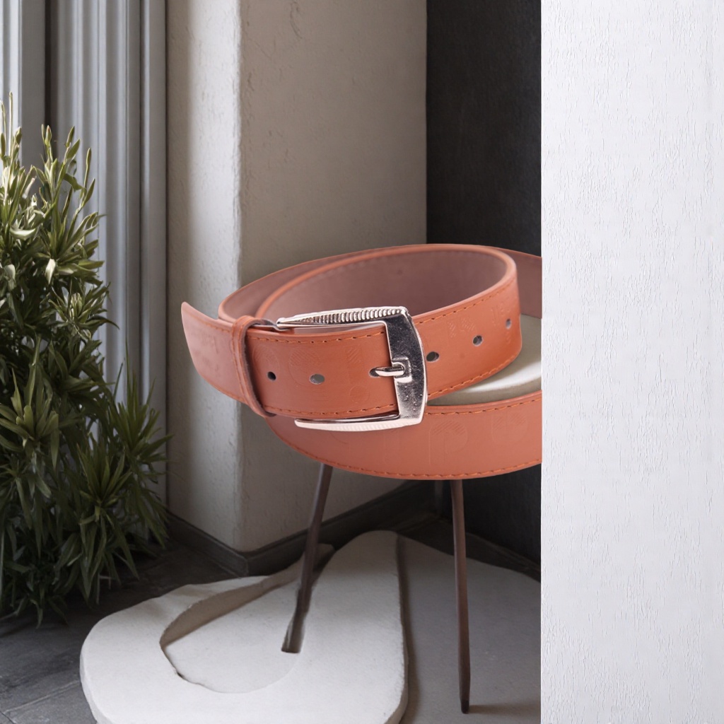 Brown leather belt for men, simple business casual men's belt, 105007170 details Picture