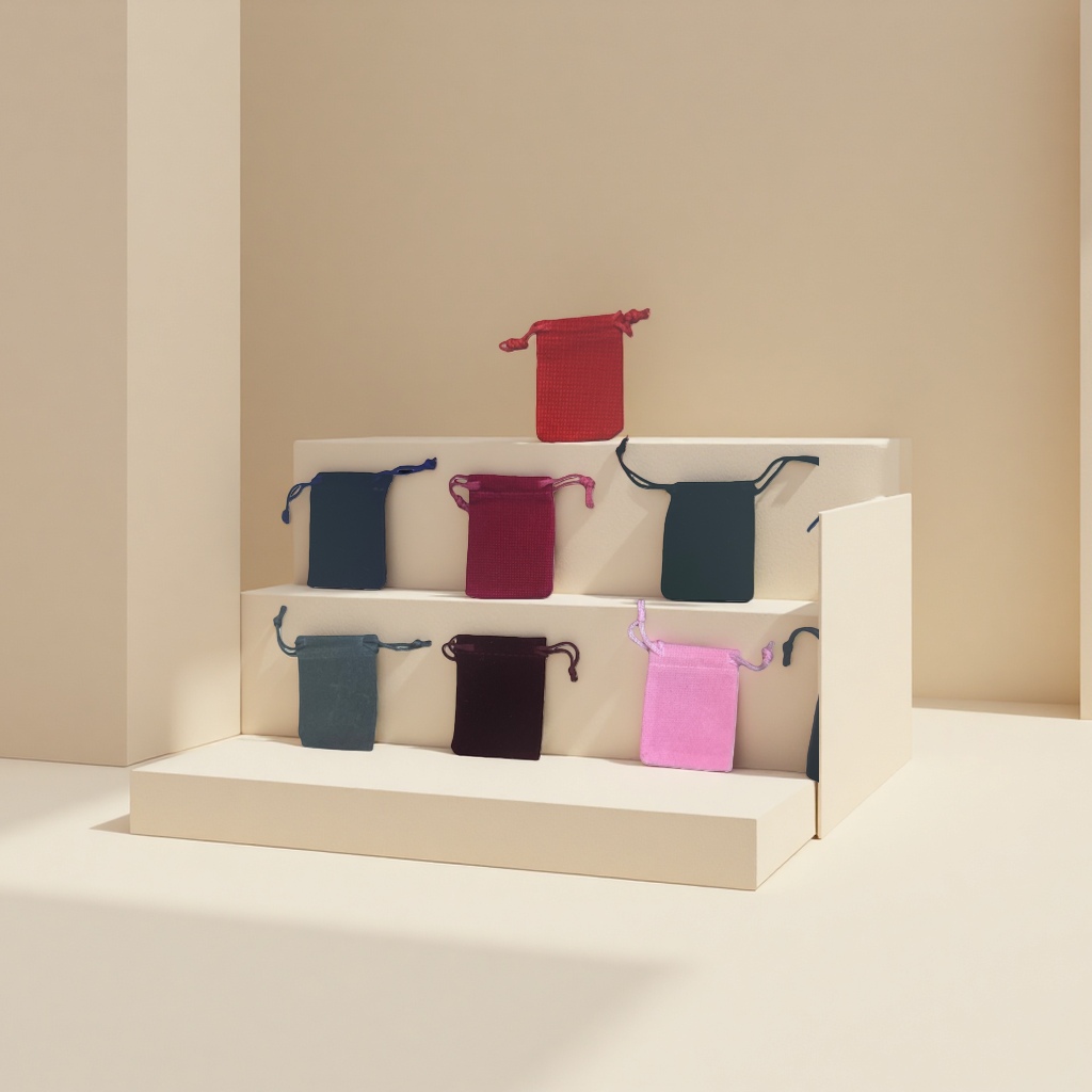 The multi-color velvet drawstring bag is portable, fashionable and simple in style for storage