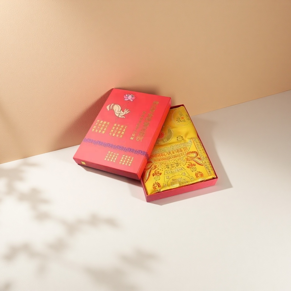 Red gift box, thickened brocade, silk embroidered Dharani, five-piece set, widened and thickened wholesale