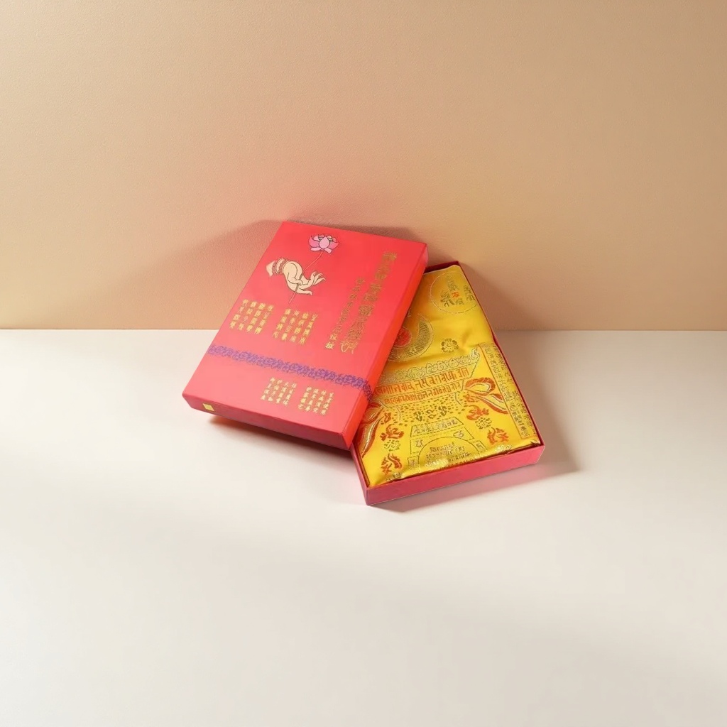 Red gift box, thickened brocade, silk embroidered Dharani, five-piece set, widened and thickened wholesale details Picture