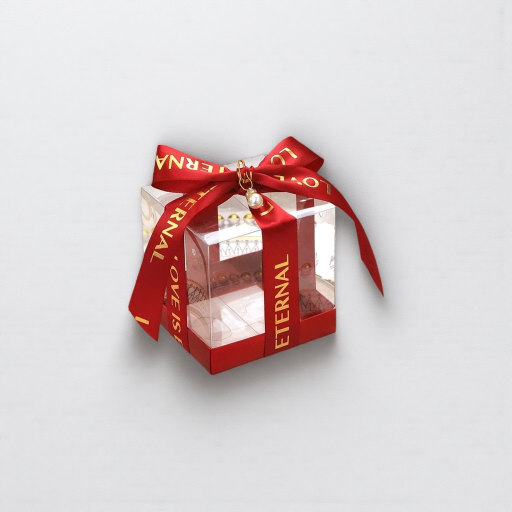 Red ribbon transparent gift box decoration gift box details Picture