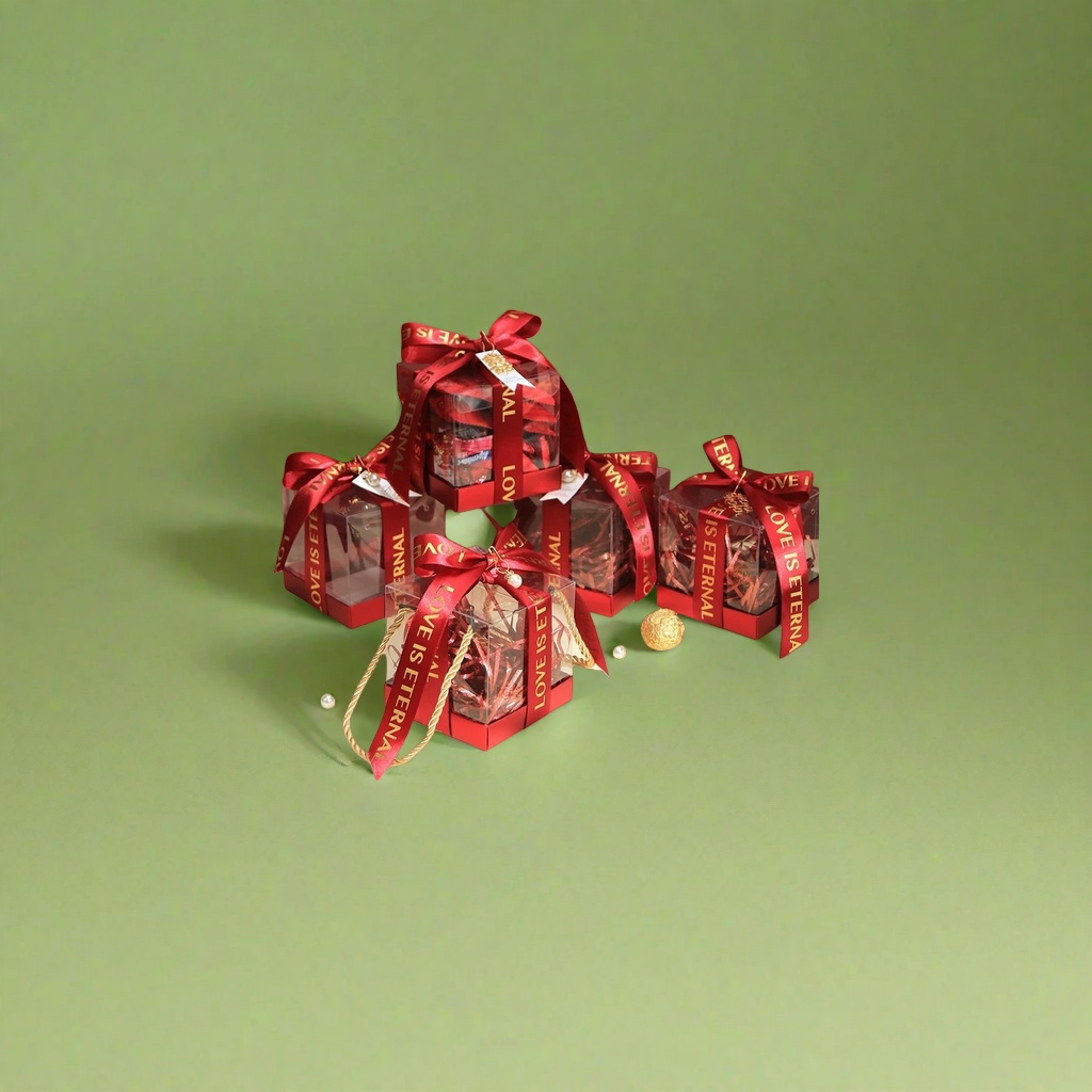 Red ribbon transparent gift box decoration gift box Specification image