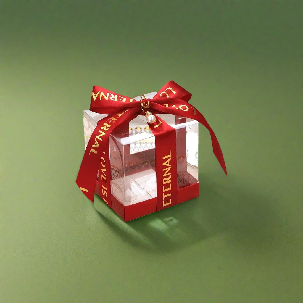 Red ribbon transparent gift box decoration gift box