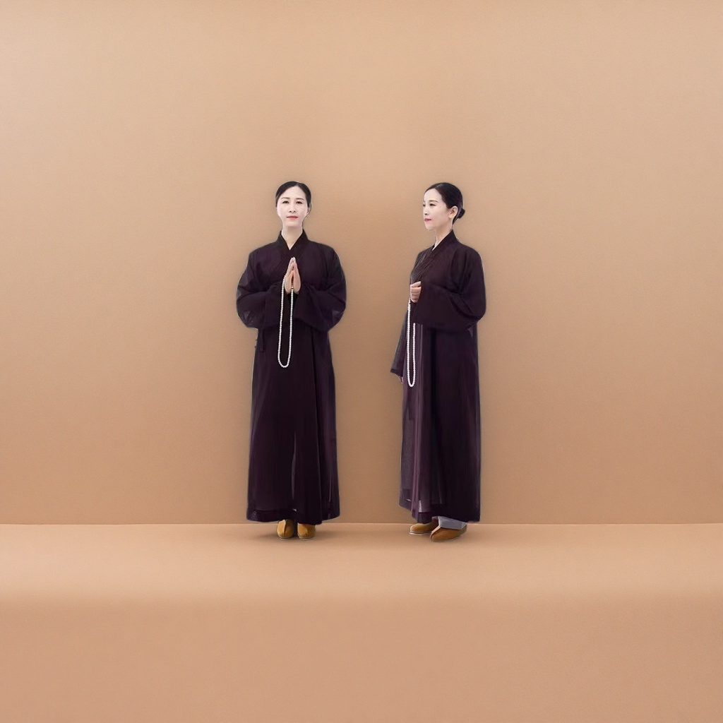 The short cotton and linen jackets of the spring and autumn monks are breathable throughout the four seasons. The monk's robes and suits for both men and women are long and dusty. The jackets and suits of the bhikkhunis and Arhats details Picture