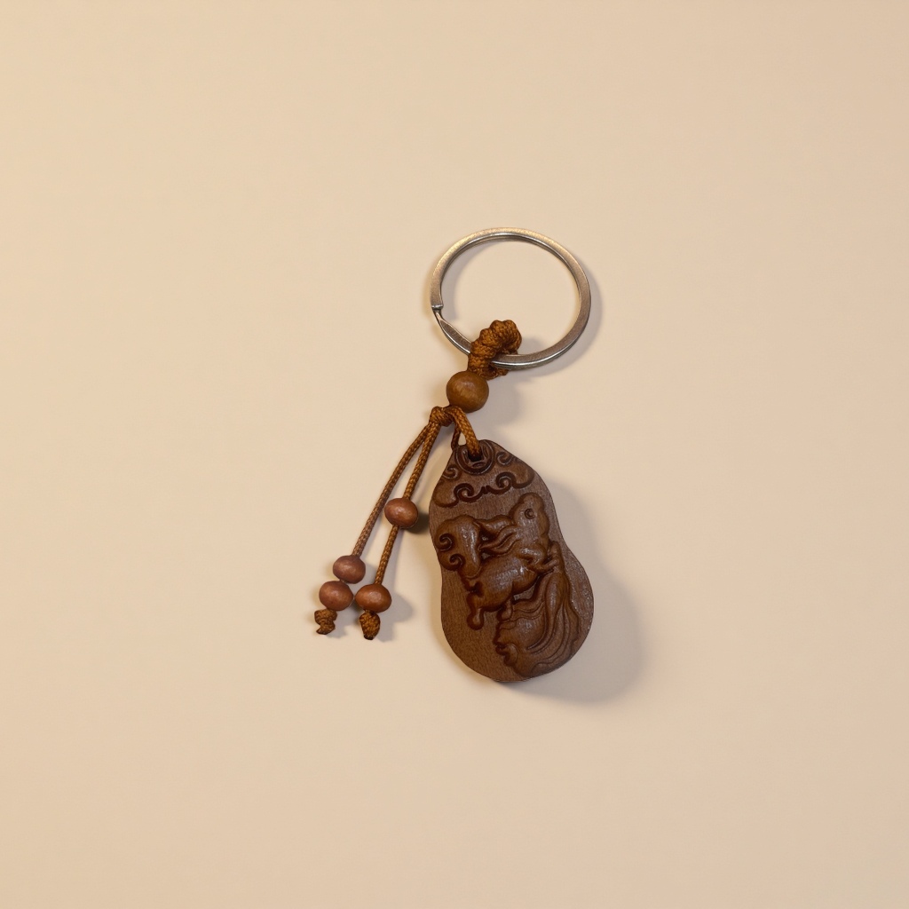 Wooden carved keychains, simple and creative gifts, personalized pendants, small accessories Specification image