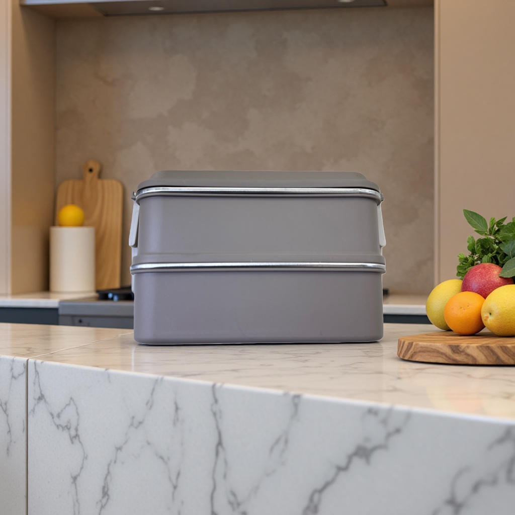 Grey lunch box, 1200ml, leak-proof, sealed and insulated, for household use in student dormitories details Picture