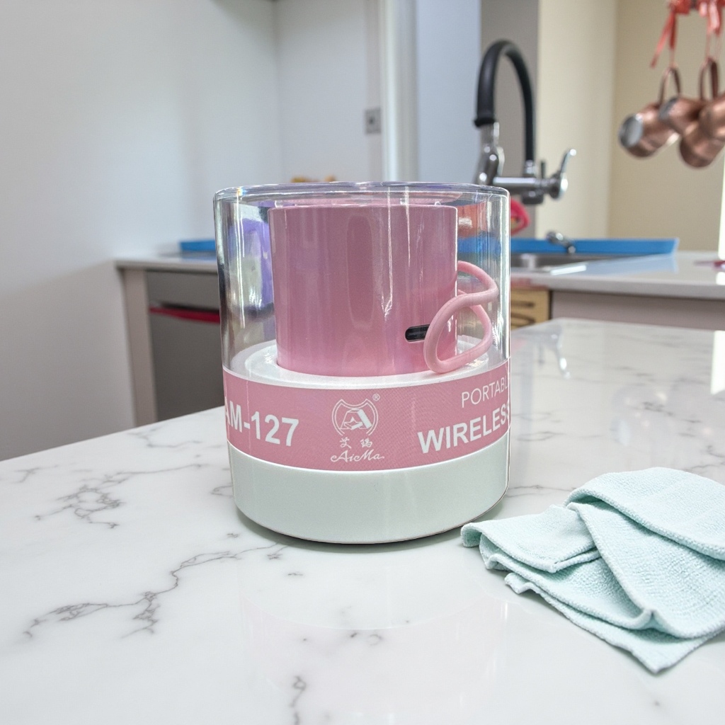 Pink portable wireless Bluetooth speaker