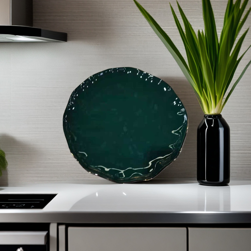 Dark green ceramic plate household kitchen tableware set