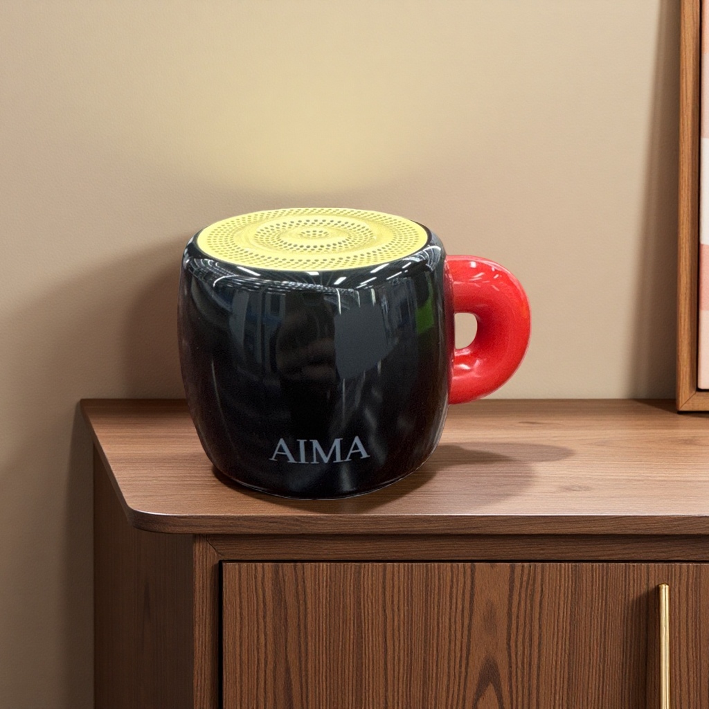 Emma AI Smart Black Ceramic Cup Bluetooth Speaker