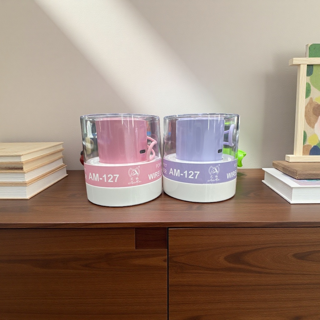 Pink and purple wireless charging cups AM127 portable smart cup LIDS details Picture