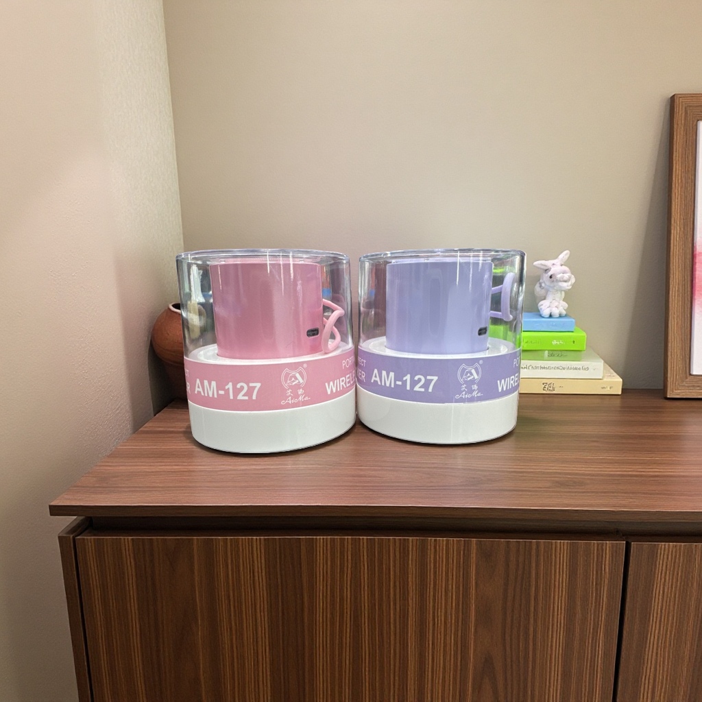 Pink and purple wireless charging cups AM127 portable smart cup LIDS