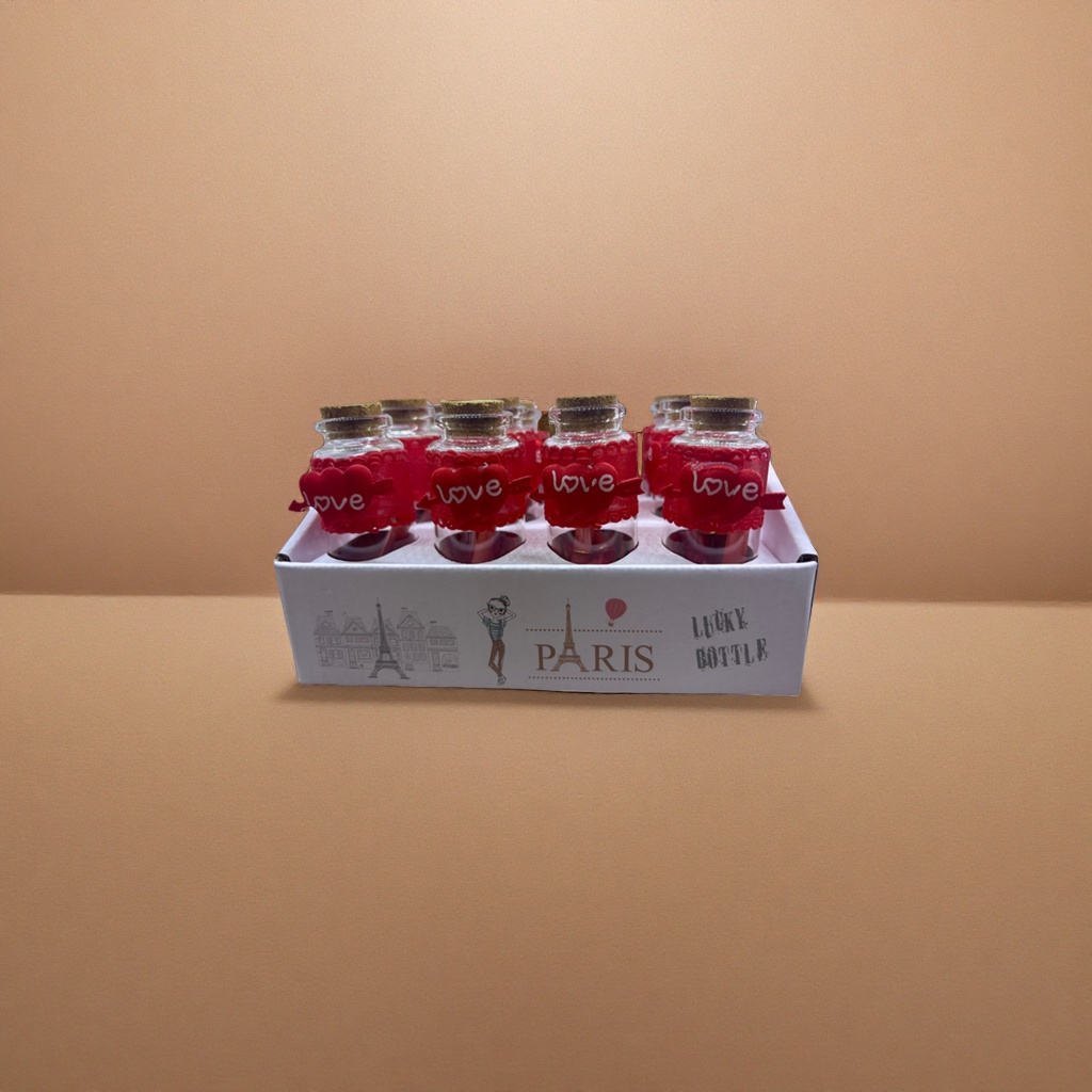 Cute mini perfume bottles with a love theme as couple gifts Specification image