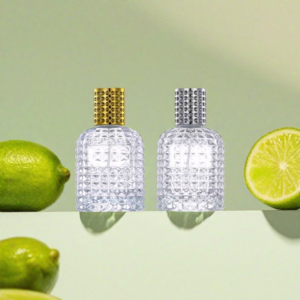 30ML 50ML直销爆款透明扁圆玻璃香水喷雾分装化妆品瓶瓶子产品图