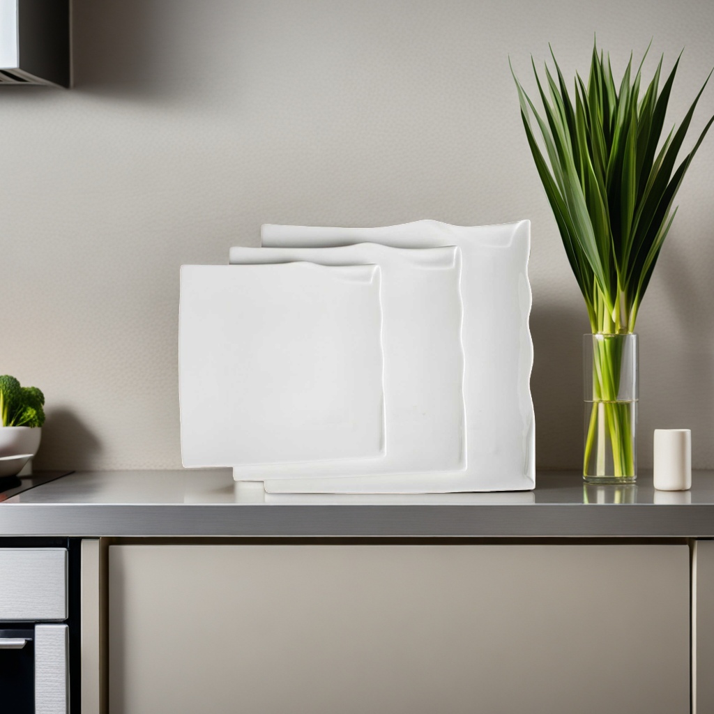 White ceramic plates, simple and modern dinner plates, household bone China plates, breakfast plates