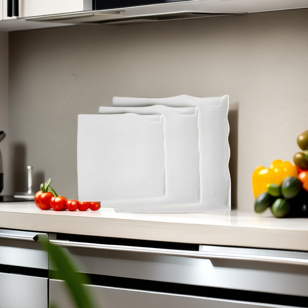 White ceramic plates, simple and modern dinner plates, household bone China plates, breakfast plates details Picture