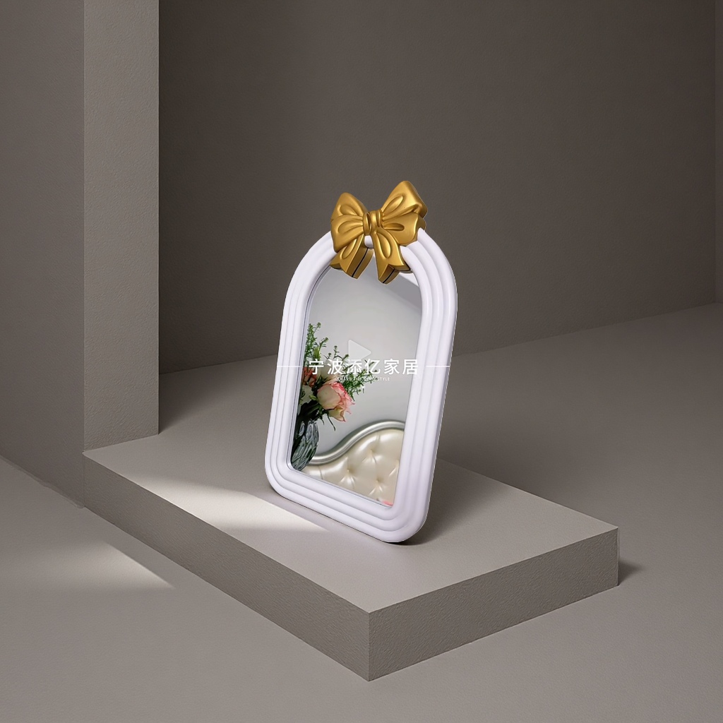 The golden bow decorative mirror frame is a fashionable home decoration with a simple style Specification image