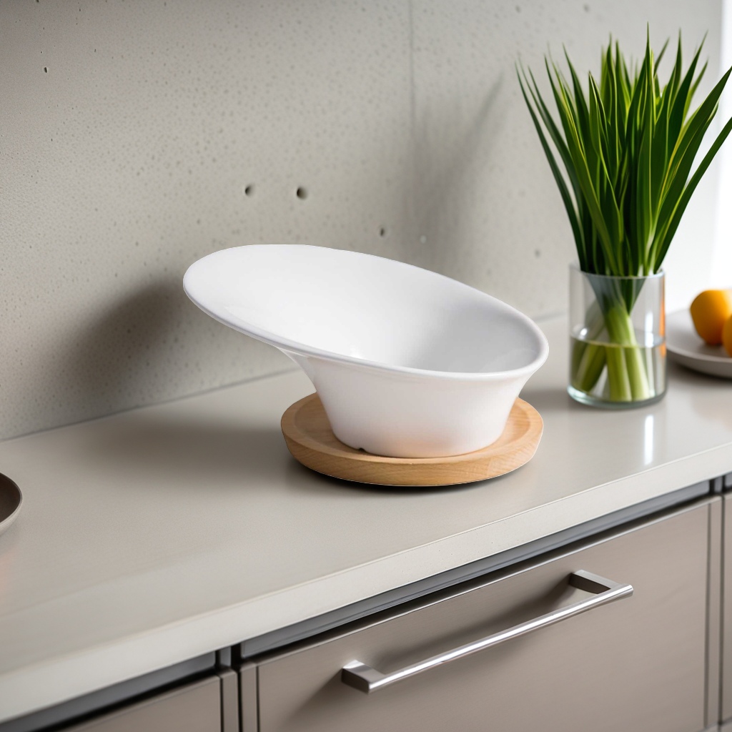 The white ceramic bowl is simple and fashionable. The bone China tableware is durable and shatterproof