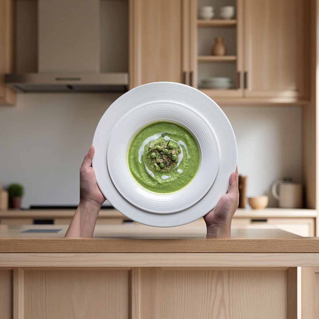 Simple round ins plates, Nordic-style pasta plates, ceramic tableware, white salad Western plates Specification image