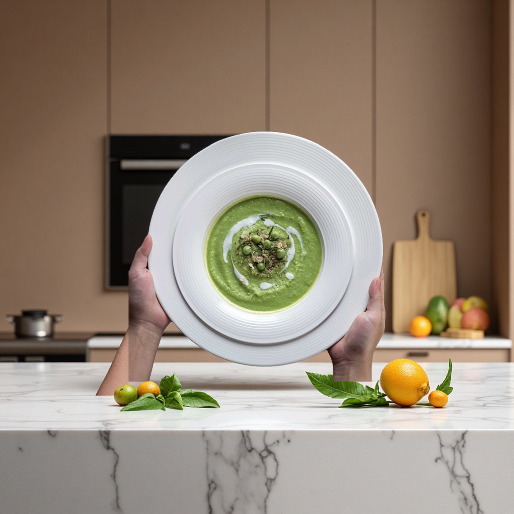Simple round ins plates, Nordic-style pasta plates, ceramic tableware, white salad Western plates Application Scenario