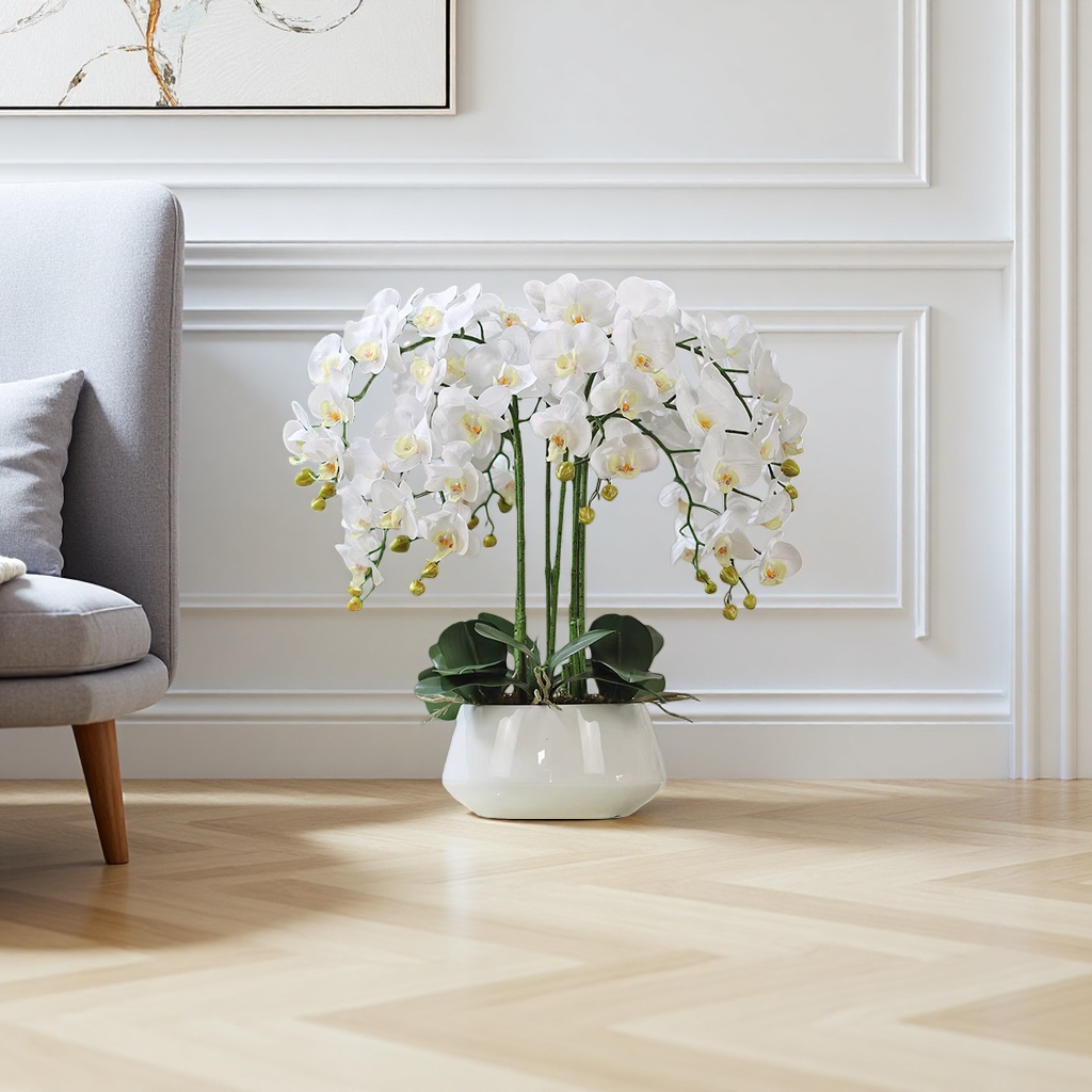 White Phalaenopsis flower art ornaments, home decoration ornaments, artistic ornaments, living room decorations 211901634 details Picture