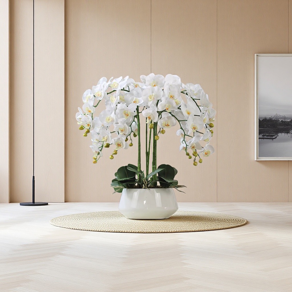 White Phalaenopsis flower art ornaments, home decoration ornaments, artistic ornaments, living room decorations 211901634 Specification image