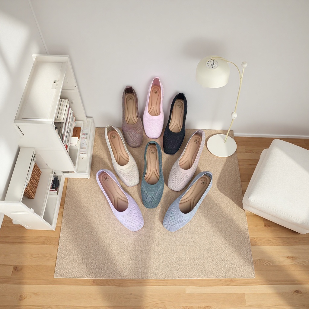 Knitted flat shoes are comfortable, breathable and soft-soled women's daily casual shoes Specification image