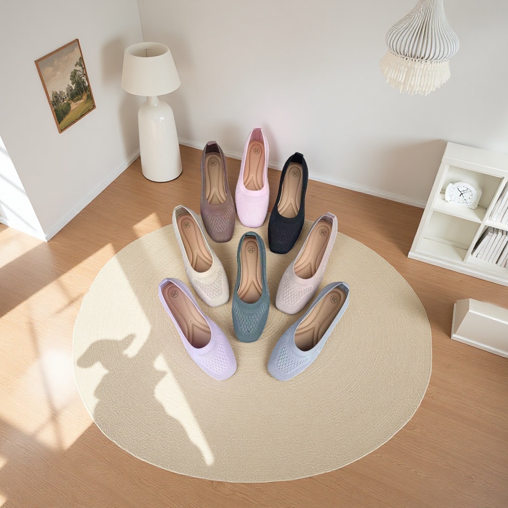 Knitted flat shoes are comfortable, breathable and soft-soled women's daily casual shoes details Picture