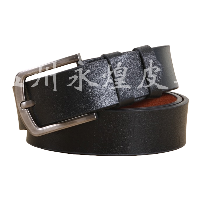 Black leather belt men's genuine leather belt simple business casual men's genuine product Item Picture