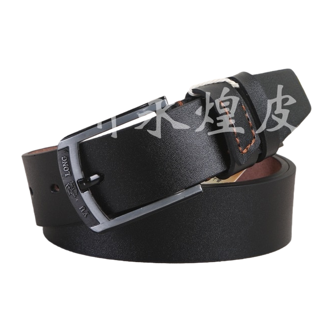 Black belt men's business belt, simple and classic men's genuine belt Item Picture