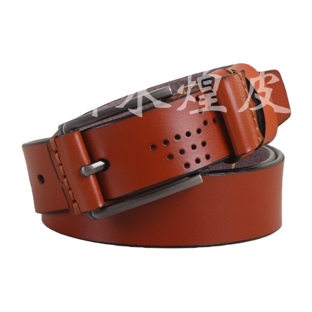 Brown leather belt for men, casual, simple and genuine business product Item Picture