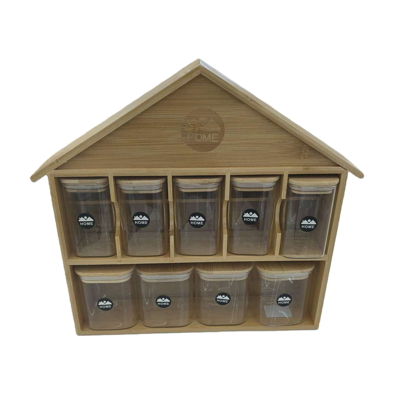 木质房屋造型储物架 多层收纳客厅书架组合式置物架白底实物图