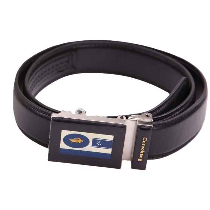 Black leather men's belt, simple business casual men's widened real belt Item Picture
