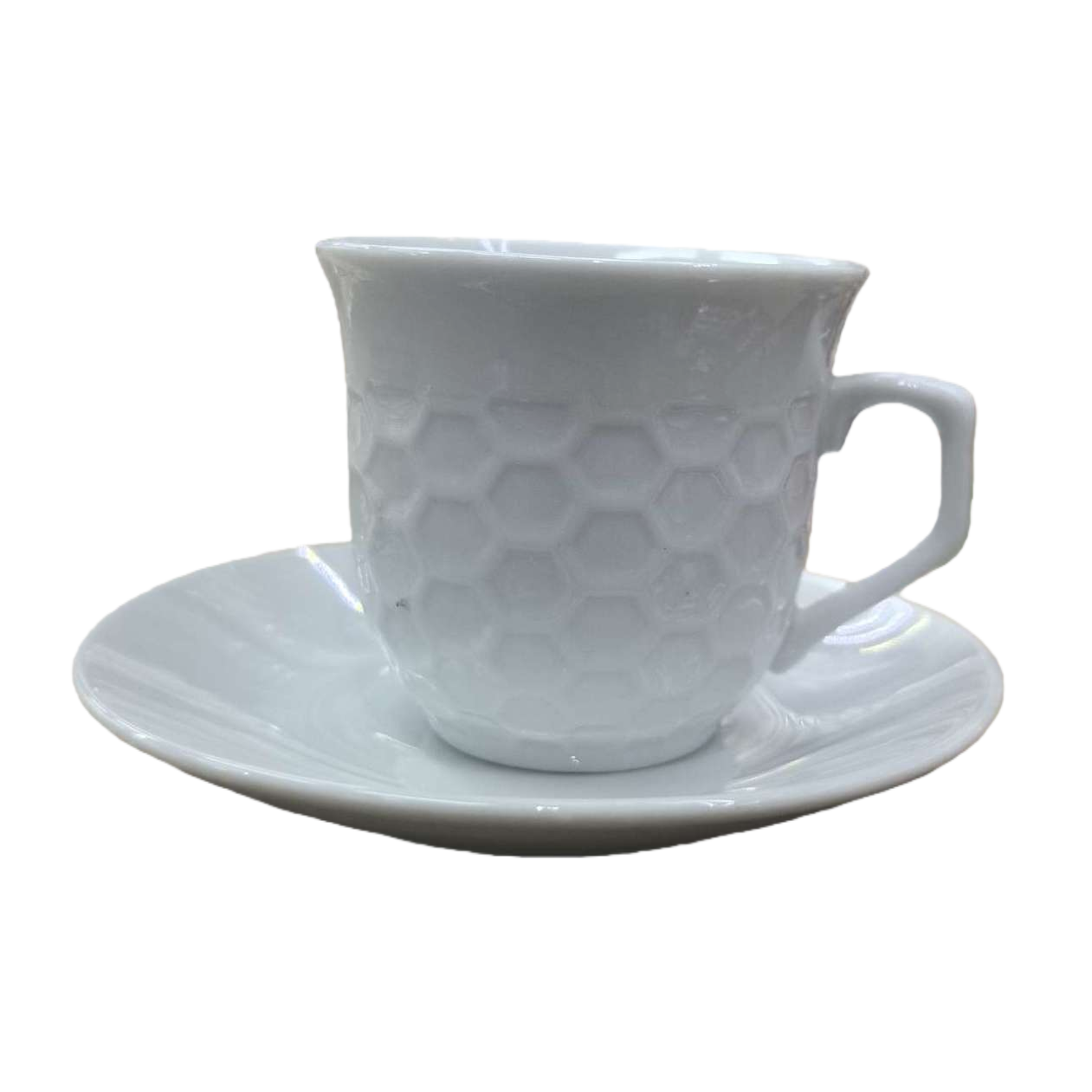 白色蜂窝纹茶杯家用保温杯便携茶杯白底实物图