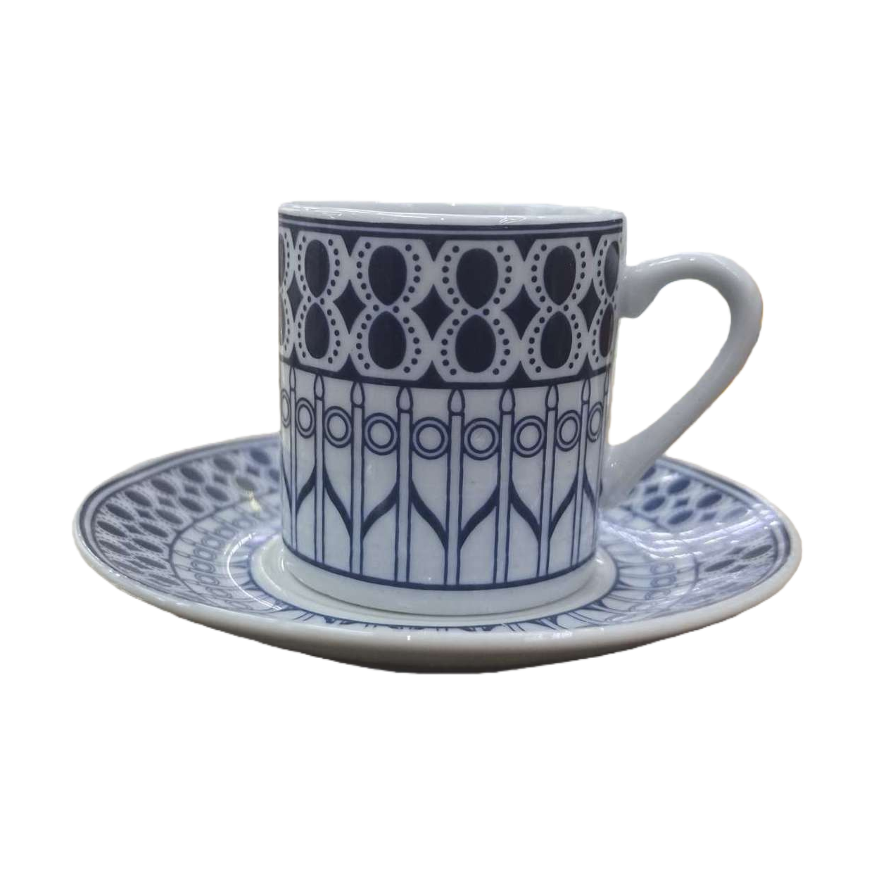 蓝白花纹茶杯碟套装家用陶瓷茶具礼品装白底实物图